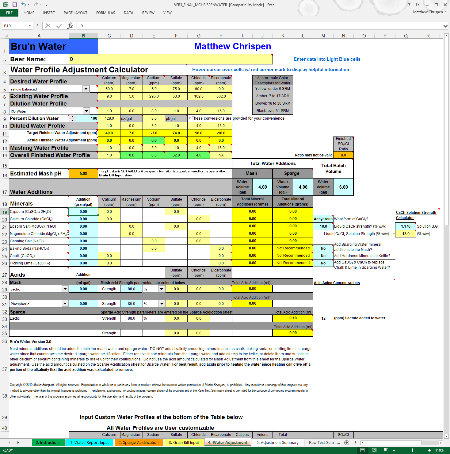 BWS 3.0 Water Adjustment